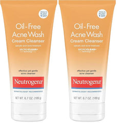 Neutrogena Oil-Free Acne Face Wash Cream Cleanser, 2% Salicylic Acid Acne Treatment, Daily Facial Cleanser for Acne-Prone Skin, 6.7 fl. oz (Pack of 2)