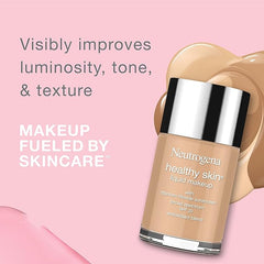 Neutrogena Healthy Skin Liquid Foundation Makeup with Broad Spectrum SPF 20 Sunscreen, Lightweight, Medium Coverage Makeup with Sunscreen and Pro-Vitamin B5, Nude 40, 1 fl. oz