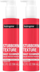 Neutrogena Stubborn Texture Daily Acne Facial Cleanser,Salicylic Acid Face Wash + Glycolic & Polyhydroxy Acids,Fragrance-Free,6.3 fl. oz,(Pack of 2)