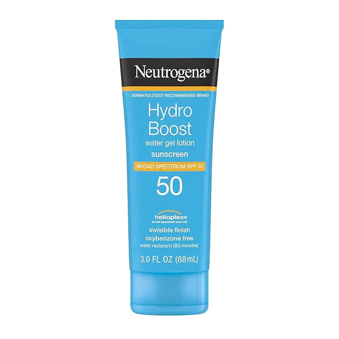 Neutrogena Hydro Boost Moisturizing Water Gel Sunscreen Lotion with Broad Spectrum SPF 50, Water-Resistant & Non-Greasy Hydrating Sunscreen Lotion, Oil-Free, 3 fl. oz