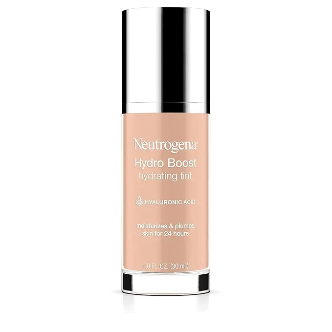 Neutrogena Hydro Boost Hydrating Tint Foundation Makeup for Dry Skin, with Hyaluronic Acid, Lightweight Oil-Free Water Gel, Non-Comedogenic, 20 Natural Ivory, 1.0 fl. oz