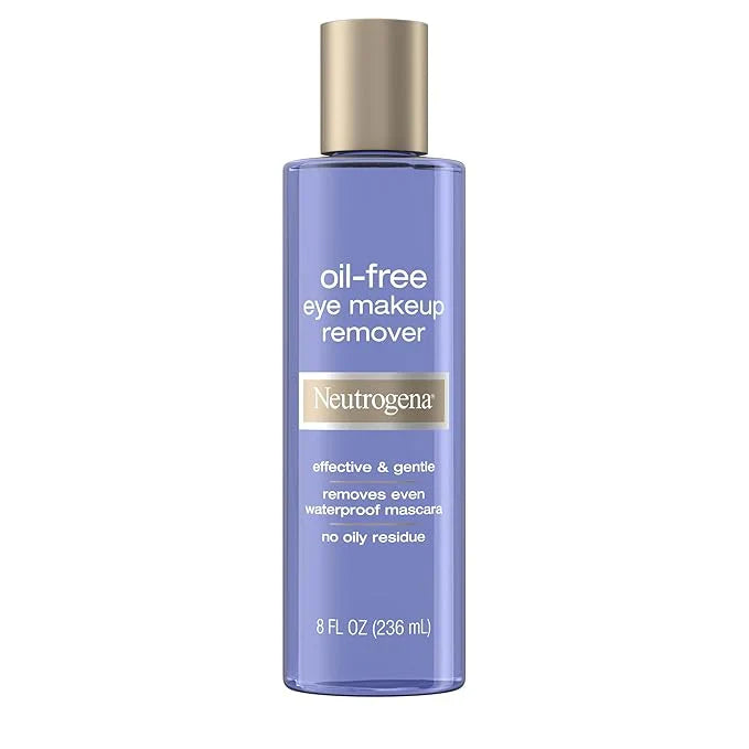 Neutrogena Gentle Oil-Free Eye Makeup Remover & Cleanser for Sensitive Eyes, Dissolves Waterproof Mascara, Non-Greasy Liquid Makeup Remover, Dermatologist & Ophthalmologist Tested, 8 fl. oz