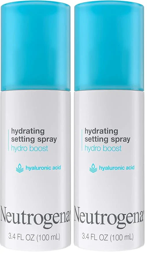 Neutrogena Hydro Boost Hydrating Makeup Setting Spray with Hyaluronic Acid,Setting Spray for Smooth,Dewy Skin,Fragrance Free,Non-Comedogenic & Hypoallergenic,3.4 fl. oz,(Pack of 2)