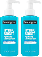 Neutrogena Hydro Boost Face Wash,Fragrance Free,Hydrating Facial Cleanser with Hyaluronic Acid,Daily Foaming Face Wash & Makeup Remover,Hypoallergenic Gel Cleanser,7.8 fl. oz,(Pack of 2)