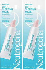 Neutrogena Hydro Boost Hydrating Lip Sleeping Mask with Hyaluronic Acid,Clear Overnight and Daily Moisturizing Treatment for Very Dry Lips,Fragrance Free Squeeze Tube Lip Balm,0.35 oz,(Pack of 2)