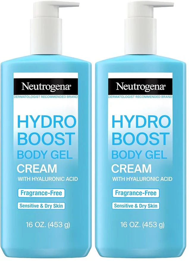 Neutrogena Hydro Boost Body Moisturizing Gel Cream with Hyaluronic Acid, Non-Greasy & Fast Absorbing, Lightweight Hydrating Body Lotion for Normal to Dry Skin, Fragrance-Free, 16 oz (Pack of 2)