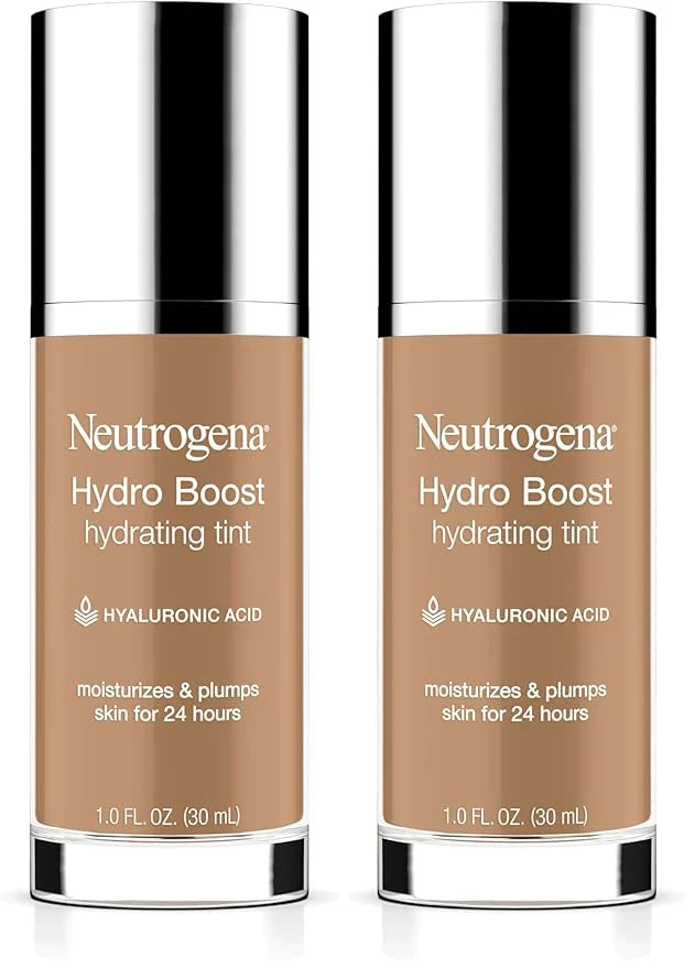 Neutrogena Hydro Boost Hydrating Tint with Hyaluronic Acid, Lightweight Water Gel Formula, Moisturizing, Oil-Free & Non-Comedogenic Liquid Foundation Makeup, 105 Caramel Color 1.0 fl. oz (Pack of 2)