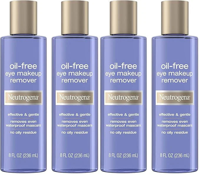 Neutrogena Oil-Free Eye Makeup Remover & Cleanser,Gentle & Non-Greasy Makeup Remover for Waterproof Mascara,8 fl. Oz,(Pack of 4)