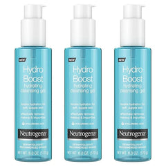 Neutrogena Hydro Boost Lightweight Hydrating Facial Cleansing Gel, Gentle Face Wash & Makeup Remover with Hyaluronic Acid, Hypoallergenic & Non Comedogenic, 6 oz, Pack of 3