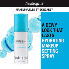 Neutrogena Hydro Boost Hydrating Makeup Setting Spray with Hyaluronic Acid,Setting Spray for Smooth,Dewy Skin,Fragrance Free,Non-Comedogenic & Hypoallergenic,3.4 fl. oz,(Pack of 2)