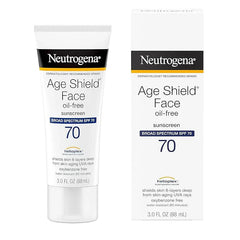 Neutrogena Age Shield Face Oil-Free Sunscreen Lotion with Broad Spectrum SPF 70, Non-Comedogenic Moisturizing Sunscreen to Help Prevent Signs of Aging, PABA-Free, 3 fl. oz (Pack of 3)
